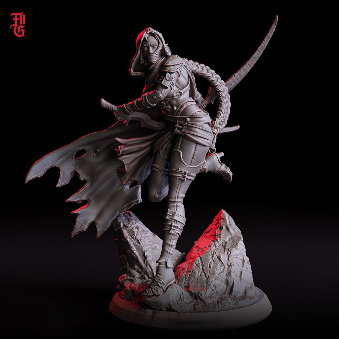 Human Female Rogue, Assassin, also No Mask PC / NPC DnD, Unpainted | 28mm,32mm,54mm,75mm,100mm |Dungeons & Dragons Pathfinder|
