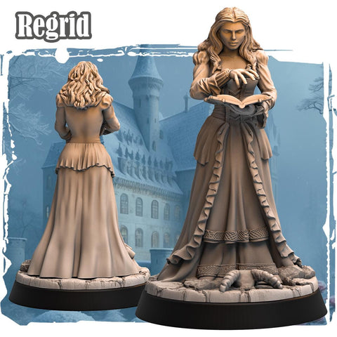 Human Female Wizard, Warlock, Sorcerer PC NPC | 28mm, 32mm,54mm, 75mm, 100mm Scale Resin Miniature | Dungeons and Dragons |