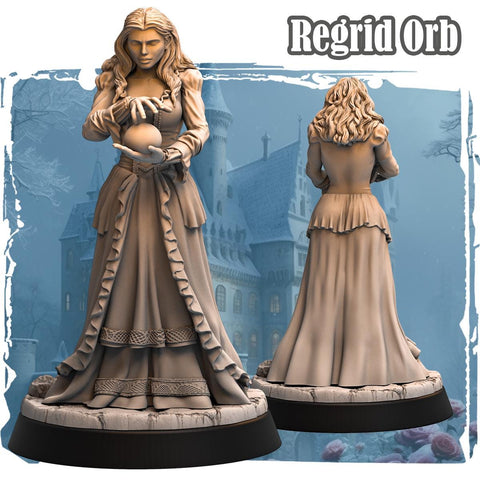 Human Female Wizard, Warlock, Sorcerer PC NPC | 28mm, 32mm,54mm, 75mm, 100mm Scale Resin Miniature | Dungeons and Dragons |