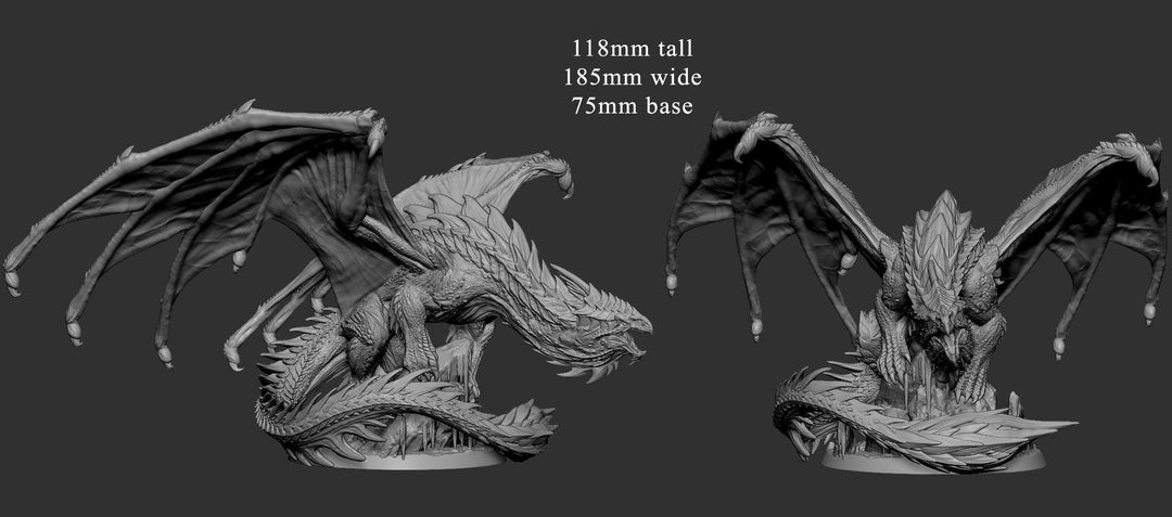 Legendary Chromatic White Dragon (4 sizes) D&amp;D Unpainted Miniature | 231mm Wing Span | Resin Figurine | Dungeons and Dragons 5e Pathfinder