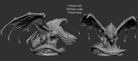 Legendary Chromatic White Dragon (4 sizes) D&D Unpainted Miniature | 231mm Wing Span | Resin Figurine | Dungeons and Dragons 5e Pathfinder