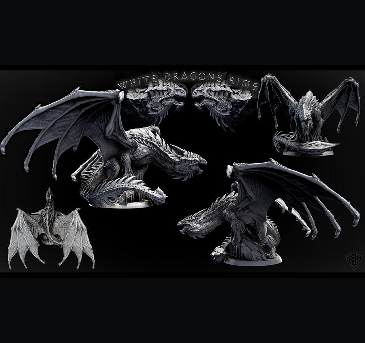 Legendary Chromatic White Dragon (4 sizes) D&amp;D Unpainted Miniature | 231mm Wing Span | Resin Figurine | Dungeons and Dragons 5e Pathfinder