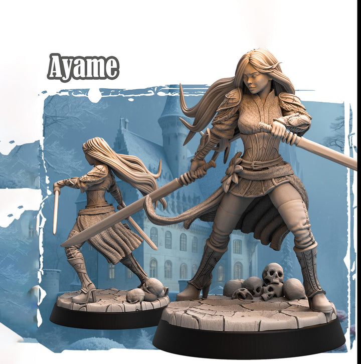 Female Rogue Thief, Fighter Duelist PC / NPC D&amp;D 5e Unpainted Figure | 28mm, 32mm,54mm,75mm,100mm Scales | Dungeons and Dragons Pathfinder |