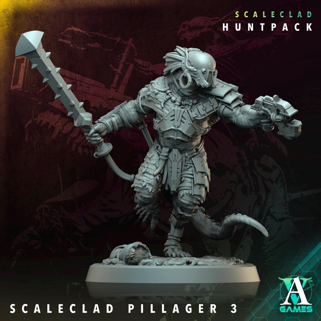Sci-Fi Miniature Alien Shapers, Scaleclad Pillager | 28mm,32mm, 54mm, 75mm,100mm Scales | Resin Mini | Archvillain Games
