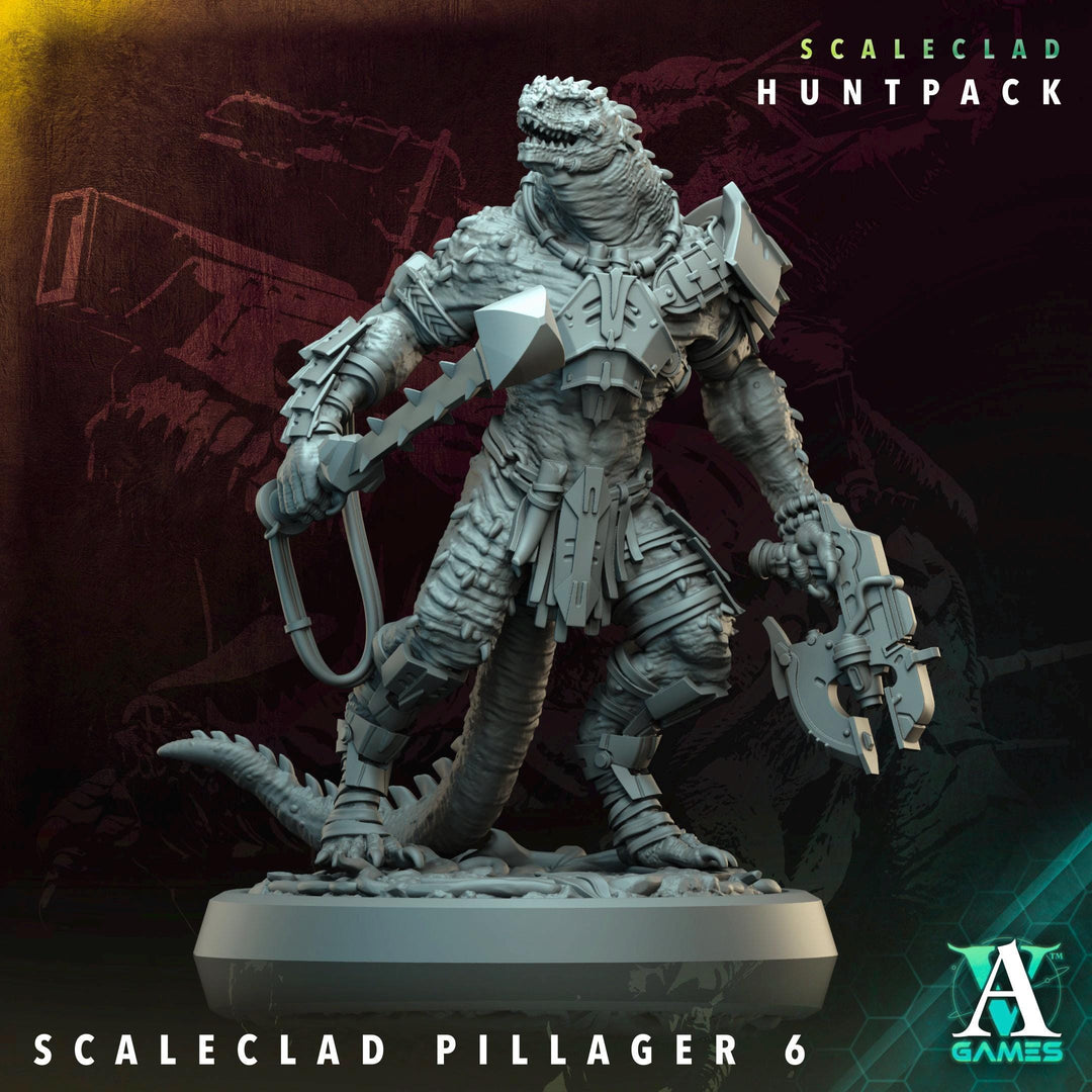 Sci-Fi Miniature Alien Shapers, Scaleclad Pillager | 28mm,32mm, 54mm, 75mm,100mm Scales | Resin Mini | Archvillain Games