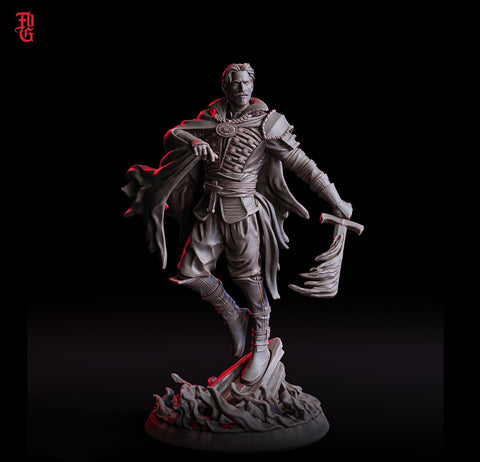 Fighter Eldritch Knight, Duelist PC / NPC Unpainted Mini | 28mm, 32mm,54mm75mm,100mm Scales | D&D 5e Pathfinder Figurine | Flesh of Gods