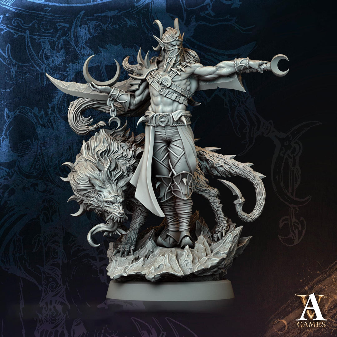 Male Elf Hexblade Warlock, Ranger, Druid, Sorcerer PC NPC Miniature | 28mm,32mm, 54mm, 75mm, 100mm Scales | Dungeons &amp; Dragons | Pathfinder