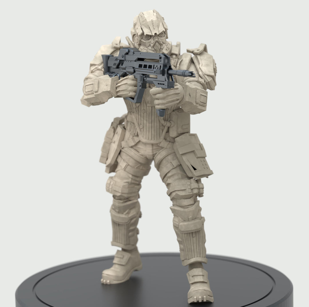 Space Trooper Soldier Sci-Fi miniature | 28mm, 32mm, 50mm, 75mm, 100mm, Scales | Sci-Fi Video Games miniatures | Fan Art | 3Dartguy|