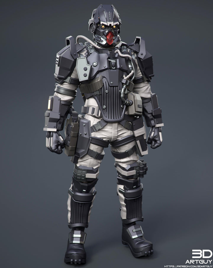 Space Trooper Soldier Sci-Fi UNPAINTED miniature | 28mm,32mm, 50mm, 75mm,100mm Scales | Sci-Fi Video Games miniatures | Fan Art | 3Dartguy|