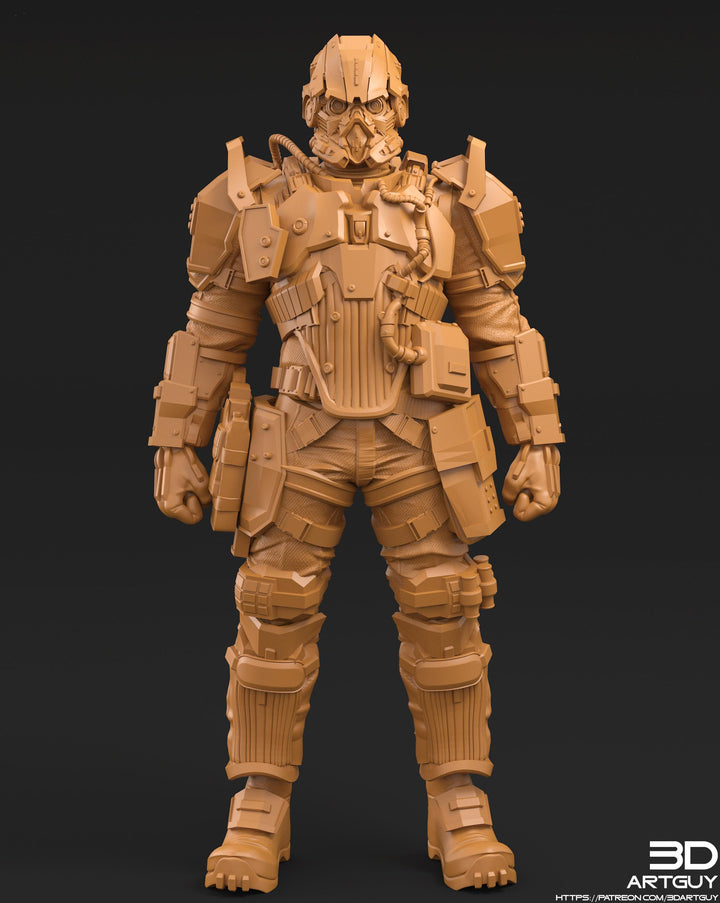 Space Trooper Soldier Sci-Fi UNPAINTED miniature | 28mm,32mm, 50mm, 75mm,100mm Scales | Sci-Fi Video Games miniatures | Fan Art | 3Dartguy|