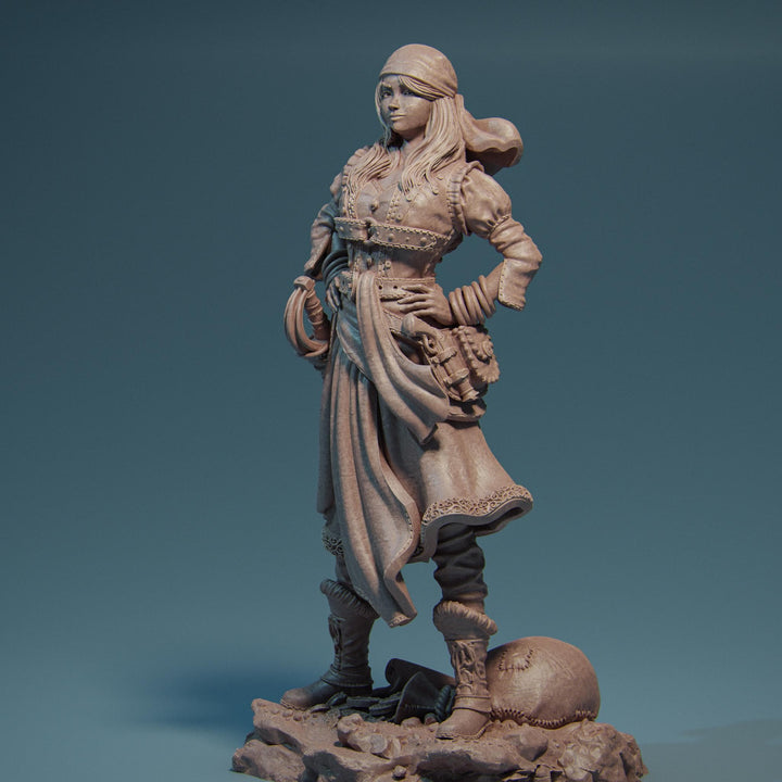 Female Rogue Swashbuckler Pirate PC / NPC Unpainted Miniature | 28mm,32mm,54mm,75mm,100mm, 140mm Scales | D&amp;D 5e, Pathfinder TTRPG| Nerikson