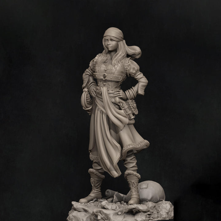 Female Rogue Swashbuckler Pirate PC / NPC Unpainted Miniature | 28mm,32mm,54mm,75mm,100mm, 140mm Scales | D&amp;D 5e, Pathfinder TTRPG| Nerikson