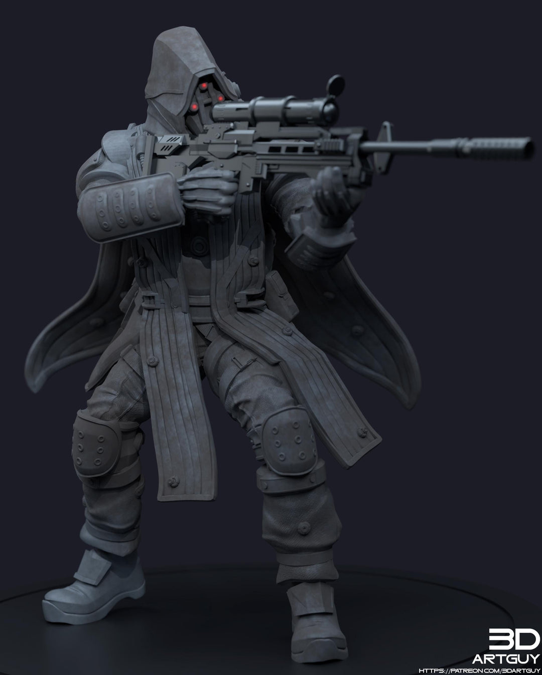 Space Trooper Sniper Sci-Fi UNPAINTED miniature | 28mm,32mm, 50mm, 75mm,100mm Scales | Sci-Fi Video Games miniatures | Fan Art | 3Dartguy|