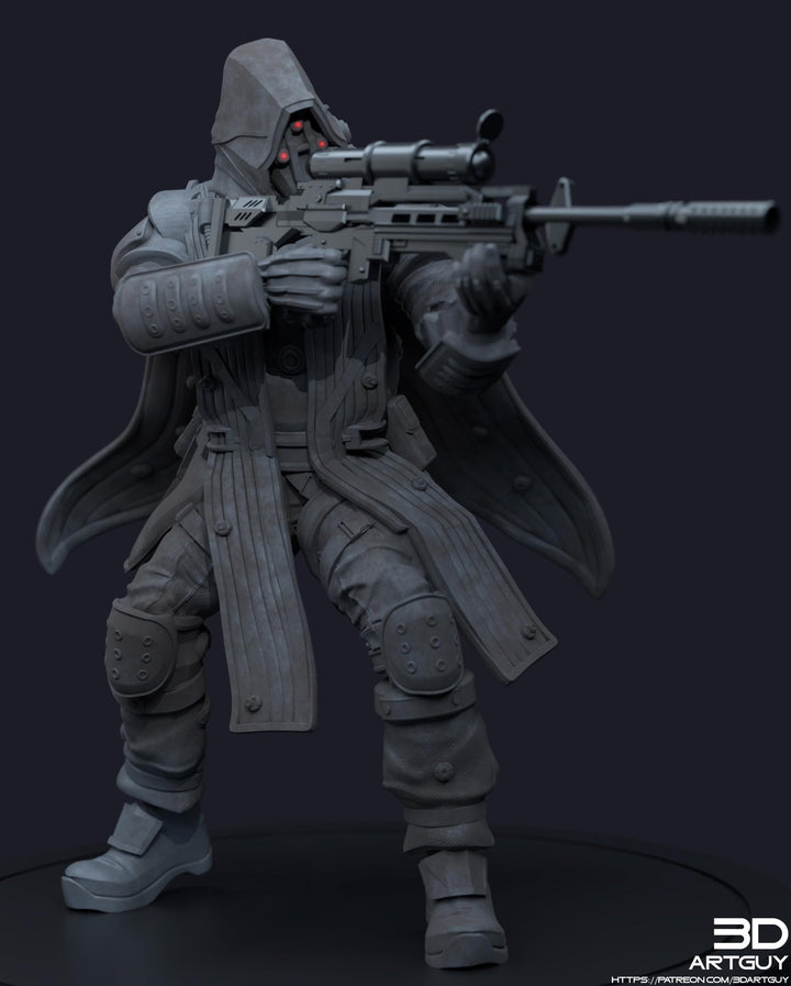 Space Trooper Sniper Sci-Fi UNPAINTED miniature | 28mm,32mm, 50mm, 75mm,100mm Scales | Sci-Fi Video Games miniatures | Fan Art | 3Dartguy|