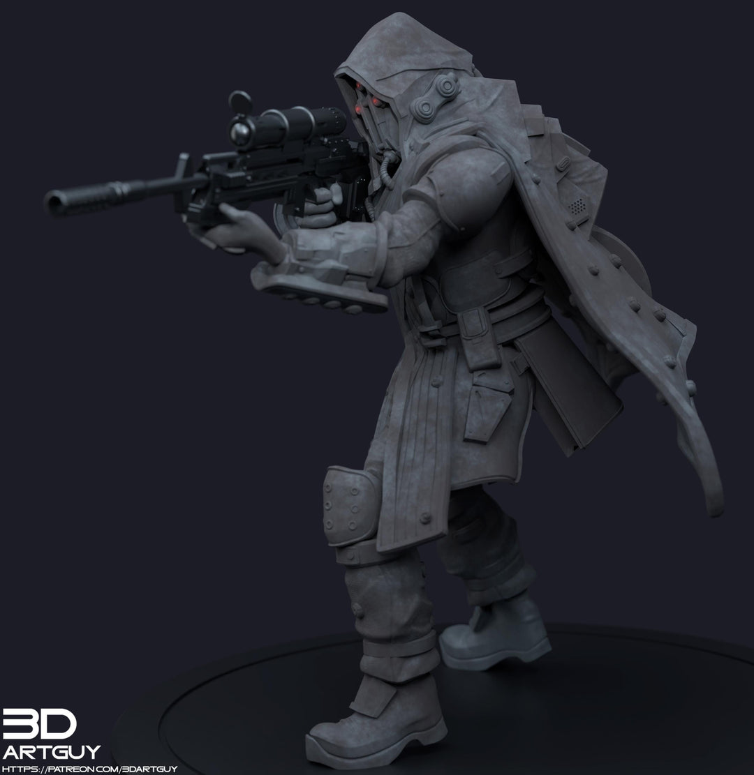 Space Trooper Sniper Sci-Fi UNPAINTED miniature | 28mm,32mm, 50mm, 75mm,100mm Scales | Sci-Fi Video Games miniatures | Fan Art | 3Dartguy|