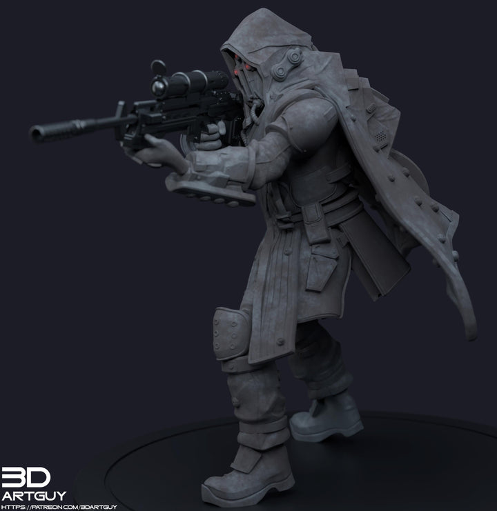 Space Trooper Sniper Sci-Fi UNPAINTED miniature | 28mm,32mm, 50mm, 75mm,100mm Scales | Sci-Fi Video Games miniatures | Fan Art | 3Dartguy|
