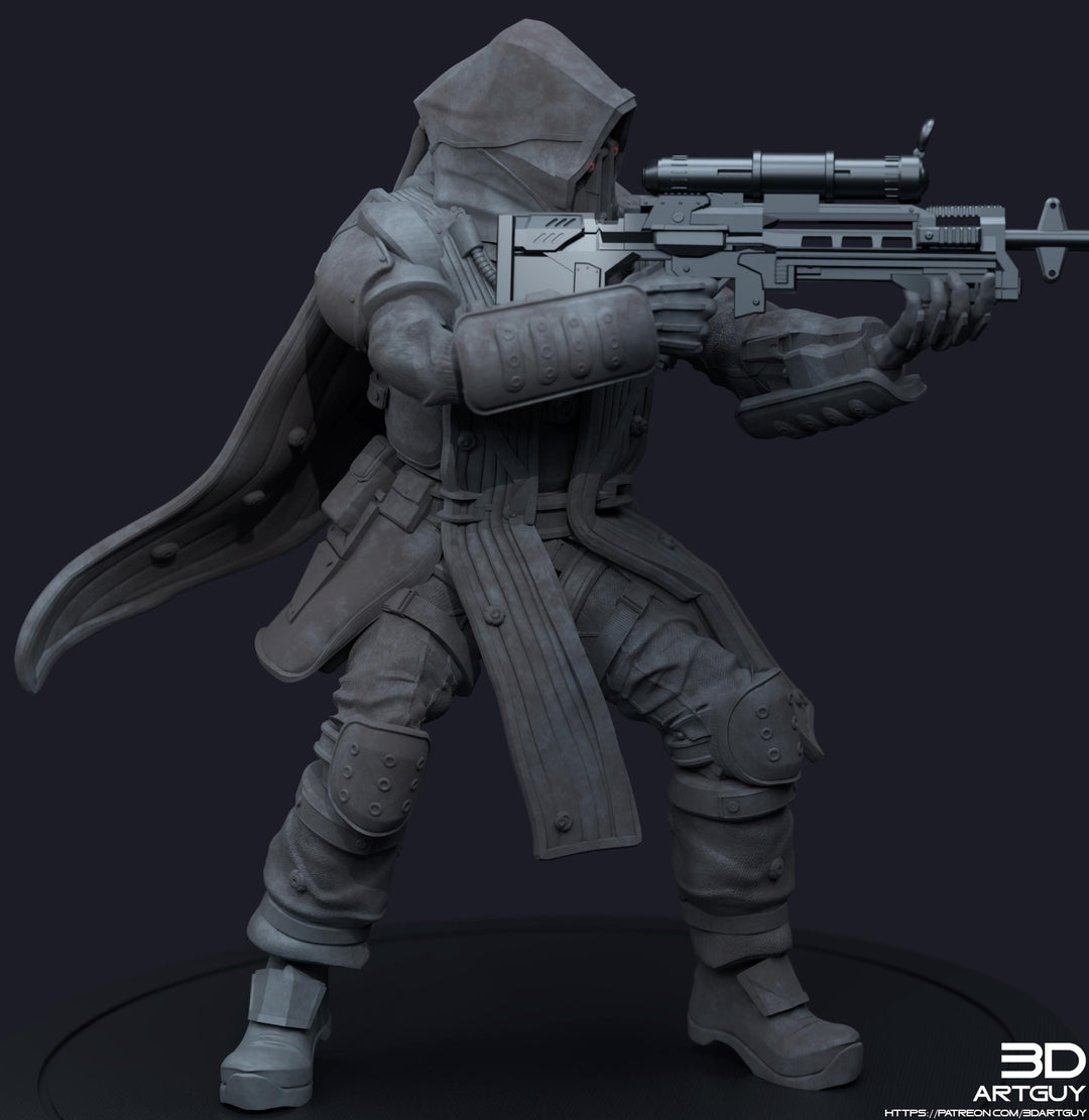 Space Trooper Sniper Sci-Fi UNPAINTED miniature | 28mm,32mm, 50mm, 75mm,100mm Scales | Sci-Fi Video Games miniatures | Fan Art | 3Dartguy|