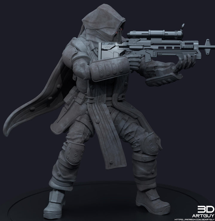 Space Trooper Sniper Sci-Fi UNPAINTED miniature | 28mm,32mm, 50mm, 75mm,100mm Scales | Sci-Fi Video Games miniatures | Fan Art | 3Dartguy|