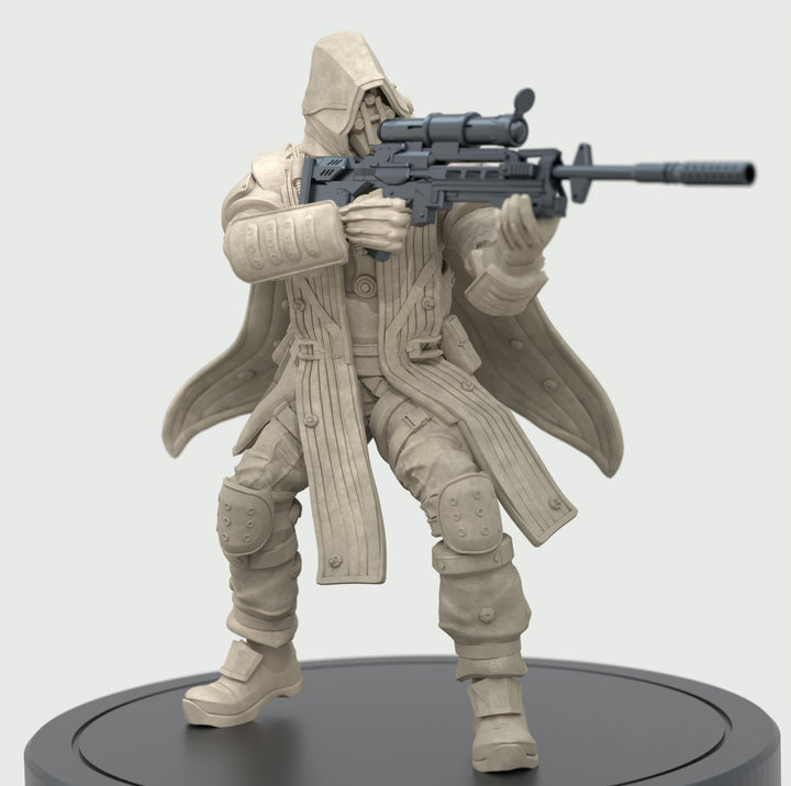 Space Trooper Sniper Sci-Fi UNPAINTED miniature | 28mm,32mm, 50mm, 75mm,100mm Scales | Sci-Fi Video Games miniatures | Fan Art | 3Dartguy|