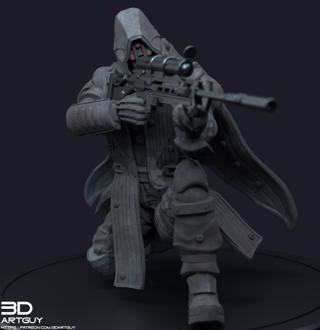 Space Trooper Sniper Sci-Fi UNPAINTED miniature | 28mm,32mm, 50mm, 75mm,100mm Scales | Sci-Fi Video Games miniatures | Fan Art | 3Dartguy|