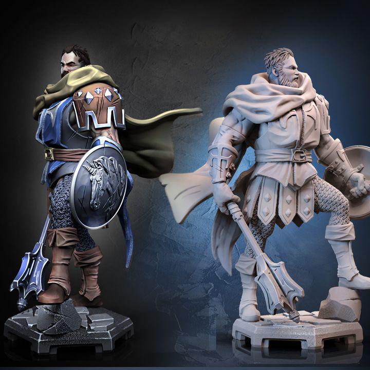 Human Cleric Fighter Mace &amp; Shield | Unpainted Miniature| 28mm,32mm,54mm,75mm,100mm Scales | Pathfinder Figure | DnD | Figurine unpainted |