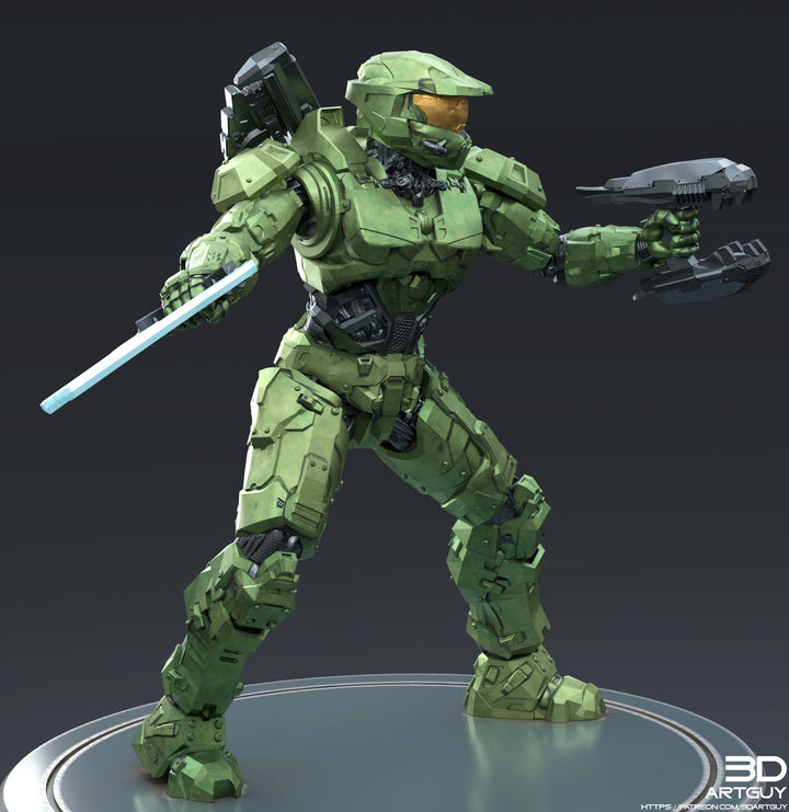 Space Spartan miniature Melee | 28mm, 32mm Scales also 50mm and 100mm | Sci-Fi Video Games miniatures | Fan Art | 3DArtGuy|