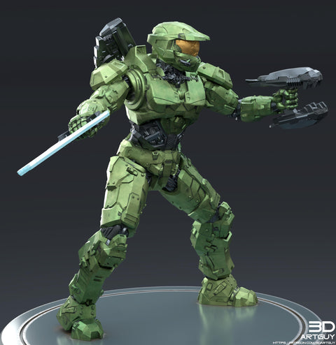 Space Spartan miniature Melee | 28mm, 32mm Scales also 50mm and 100mm | Sci-Fi Video Games miniatures | Fan Art | 3DArtGuy|
