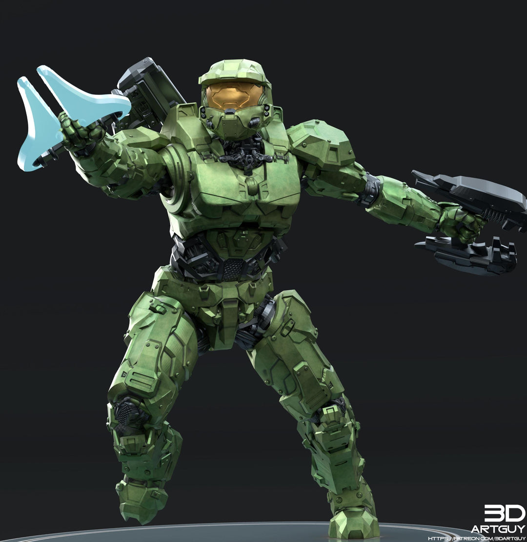 Space Spartan miniature Melee | 28mm, 32mm Scales also 50mm and 100mm | Sci-Fi Video Games miniatures | Fan Art | 3DArtGuy|
