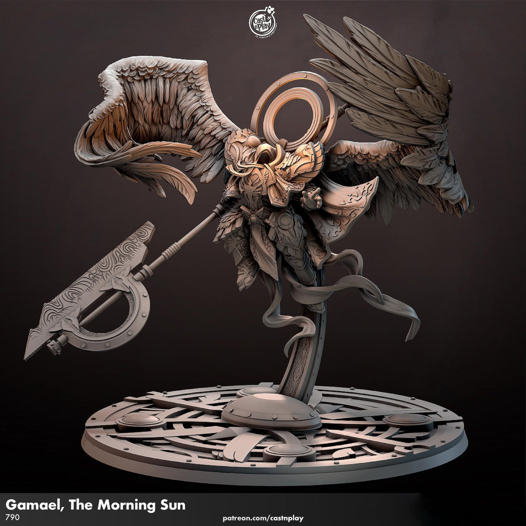 Human Winged Paladin, Angel Fighter Polearm | Miniature | 28mm, 32mm,54mm,75mm,100mm Scales | Pathfinder Figure | DnD | Figurine unpainted |
