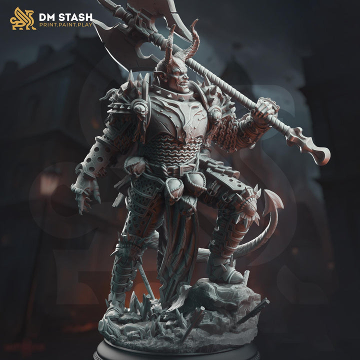 Tiefling Paladin, Fighter Battlemaster | D&amp;D 5e Unpainted Miniature | 28mm, 32mm, 54mm,75mm, 100mm Scales | Pathfinder Figure | Figurine