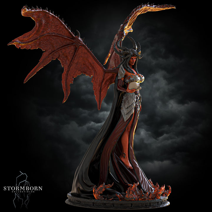Female Demon, Fiend, Winged Warlock PC NPC D&amp;D Unpainted Miniature | 28mm, 32mm, 54mm,75mm, 100mm Scales | Pathfinder Figure | RPG Gift Idea