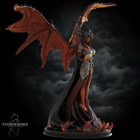 Female Demon, Fiend, Winged Warlock PC NPC D&D Unpainted Miniature | 28mm, 32mm, 54mm,75mm, 100mm Scales | Pathfinder Figure | RPG Gift Idea