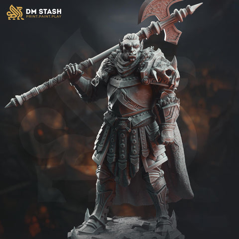 Half-Orc Paladin, Fighter Battlemaster | D&D 5e Unpainted Miniature | 28mm, 32mm, 54mm,75mm, 100mm Scales | Pathfinder Figure | Figurine