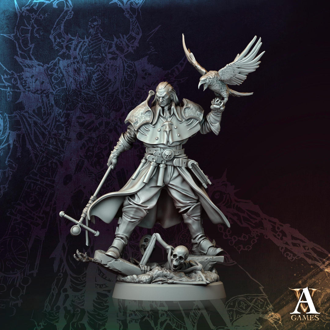 Male Warlock, Necromancer, Wizard PC NPC Miniature | 28mm,32mm, 54mm, 75mm, 100mm Scales | Dungeons and Dragons | Pathfinder | Battle Wizard