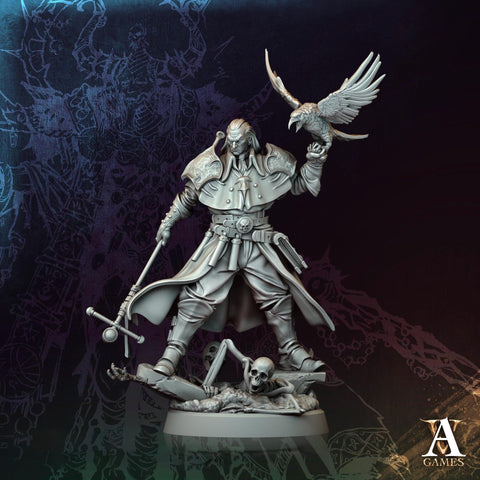 Male Warlock, Necromancer, Wizard PC NPC Miniature | 28mm,32mm, 54mm, 75mm, 100mm Scales | Dungeons and Dragons | Pathfinder | Battle Wizard