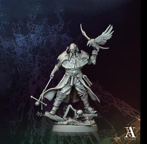 Male Warlock, Necromancer, Wizard PC NPC Miniature | 28mm,32mm, 54mm, 75mm, 100mm Scales | Dungeons and Dragons | Pathfinder | Battle Wizard