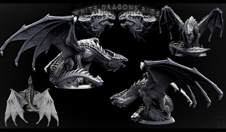 Legendary Chromatic White Dragon (4 sizes) D&amp;D Unpainted Miniature | 231mm Wing Span | Resin Figurine | Dungeons and Dragons 5e Pathfinder