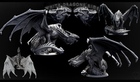 Legendary Chromatic White Dragon (4 sizes) D&D Unpainted Miniature | 231mm Wing Span | Resin Figurine | Dungeons and Dragons 5e Pathfinder