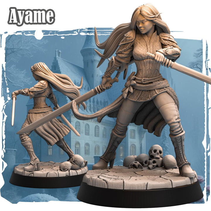 Female Rogue Thief, Fighter Duelist PC / NPC D&amp;D 5e Unpainted Figure | 28mm, 32mm,54mm,75mm,100mm Scales | Dungeons and Dragons Pathfinder |