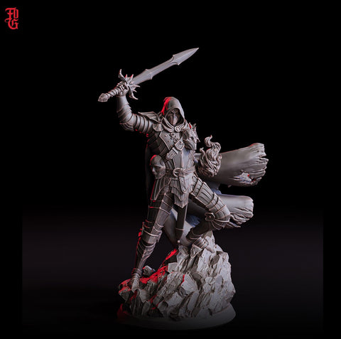 Fighter Eldritch Knight, Rogue Arcane Trickster PC / NPC | 28mm,32mm,54mm75mm,100mm Scales | D&D 5e Pathfinder Figurine | Flesh of Gods