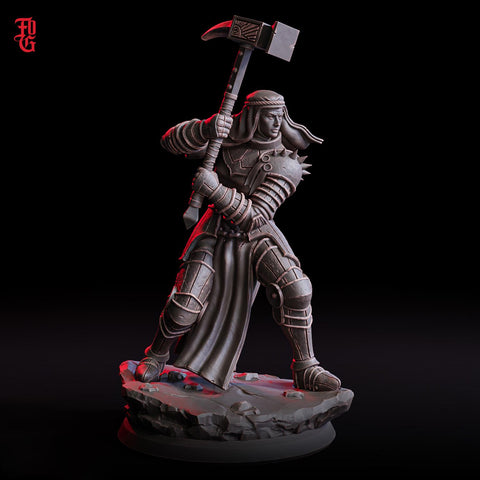 Female Human Cleric, Fighter PC NPC Unpainted miniature | 28mm, 32mm,54mm, 75mm,100mm Scale Resin Mini |Dungeons and Dragons| Flesh of Gods