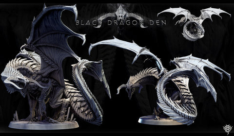 Chromatic Black Dragon (4 sizes) D&D 5e Unpainted Miniature | 109mm Height, 269 Wide | Resin Figurine | Dungeons and Dragons 5e Pathfinder