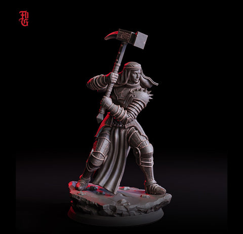 Female Human Cleric, Fighter PC NPC Unpainted miniature | 28mm, 32mm,54mm, 75mm,100mm Scale Resin Mini |Dungeons and Dragons| Flesh of Gods