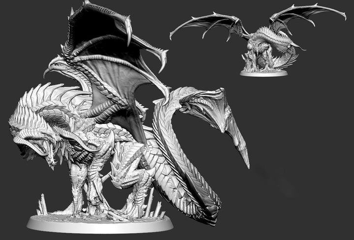 Chromatic Black Dragon (4 sizes) D&amp;D 5e Unpainted Miniature | 109mm Height, 269 Wide | Resin Figurine | Dungeons and Dragons 5e Pathfinder