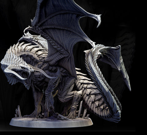 Chromatic Black Dragon (4 sizes) D&D 5e Unpainted Miniature | 109mm Height, 269 Wide | Resin Figurine | Dungeons and Dragons 5e Pathfinder