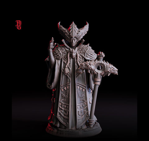 Cleric Cultist, Archmage Dark Wizard, Warlock | 28mm | 32mm |54mm |75mm |100mm Scale- Player Character Mini - D&D 5e Pathfinder Figurine FOG