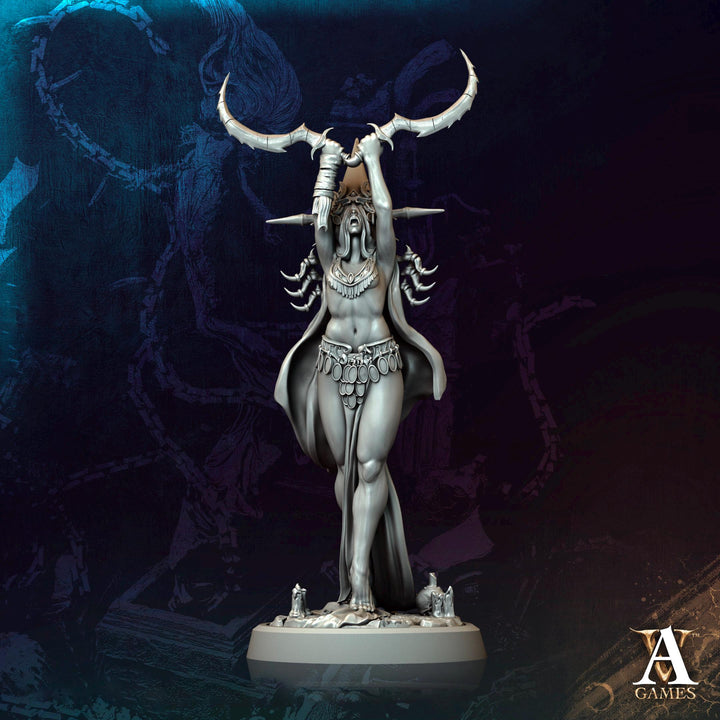Human Female Necromancer Warlock Sorcerer Cultist | 28mm,32mm,54mm,75mm,100mm Scales| Dungeons and Dragons | Pathfinder | Archvillain Games