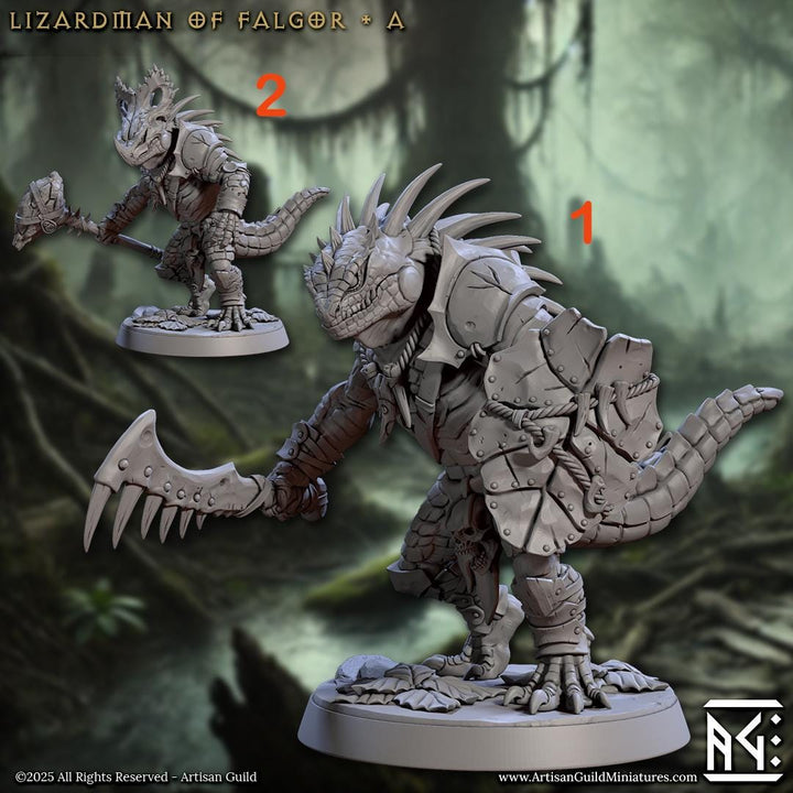 Lizardman Lizardfolk, Fighter, Ranger, Paladin PC NPC | 28mm,32mm,54mm,75mm,100mm Scale Resin Miniature | Dungeons &amp; Dragons |Artisan Guild
