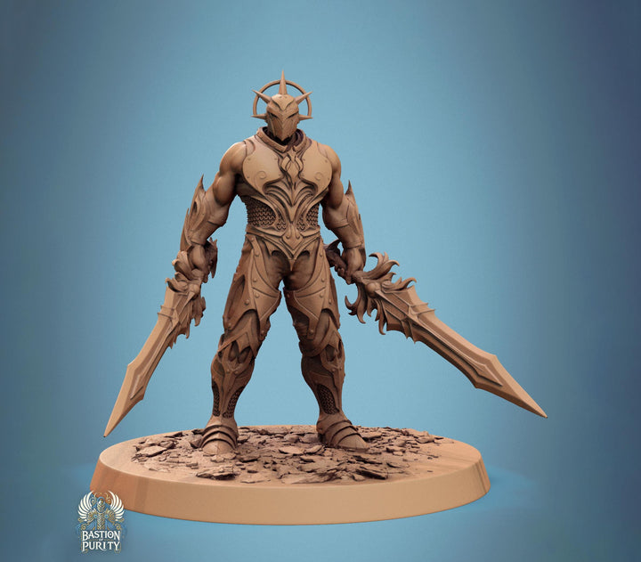Human Paladin, Fighter Helm or No Helm, 2 Swords PC / NPC, DnD 5e Unpainted Mini| 28mm, 32mm,54mm,75mm,100mm Scales |Dungeons &amp; Dragons