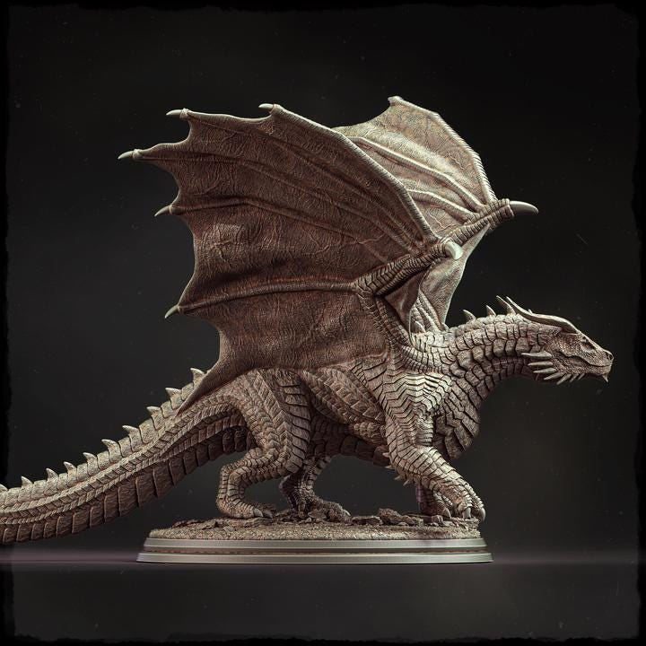 Chromatic Black Dragon (4 sizes) D&amp;D Miniature | 250mm Long, 200mm Wing Span | Resin Dragon Statue | Figurine | Dungeons and Dragons 5e
